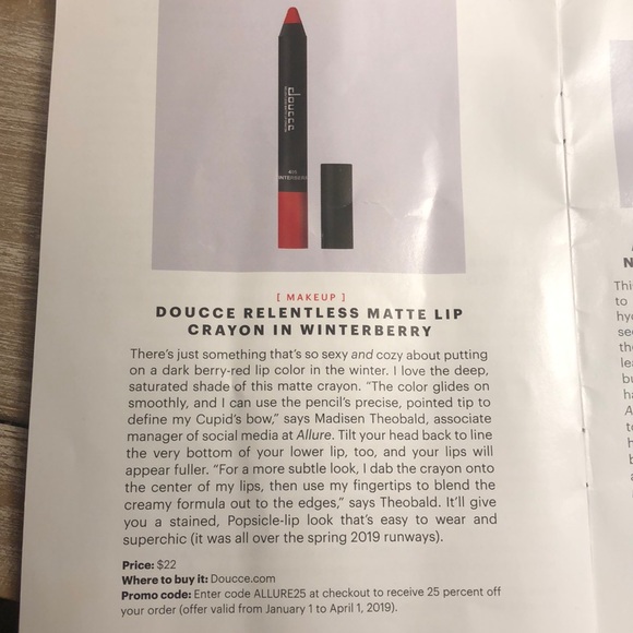 New Doucce Relentless Matte Lip Crayon Winterberry - Picture 4 of 5